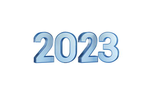 3D 2023 Number With Bauble, Snowflakes, Stars, Candy Cane And Fir Leaves. png