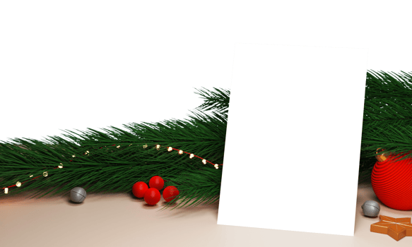 Greeting Card With 3D Festival Elements Against Background. png