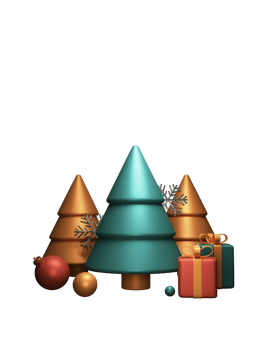 3D Glossy Christmas Tree With Silver Glitter Snowflakes, Gift Boxes, Balls. png