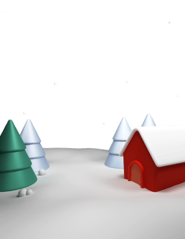 3D Render of House Structure With Glossy Xmas Tree. png