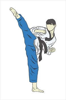 Fast kick fighting technique silhouette vector illustration. Modern and simple logo for karate,judo and martial art icon.