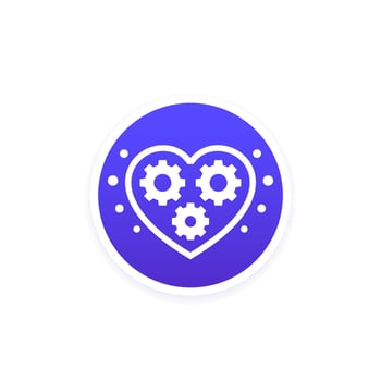 biotechnology icon with heart and gears, vector