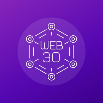 Web 3.0 line icon, decentralized web vector