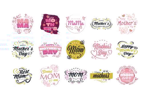 Cute Mother's Day Lettering Collection. Usable for Poster, Banner, Sticker, Label, Card, and T Shirt Designs vector
