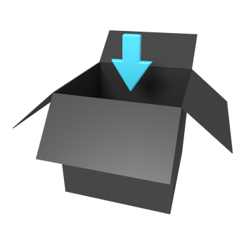 3d icon of box and arrow down png