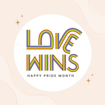 Rainbow Color Love Wins Lettering On White And Light Pink Background For Happy Pride Month Concept. vector
