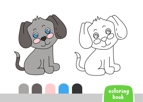 Cute Dog Coloring Book for Kids Page for Books, Magazines, Vector Illustration Doodle Template
