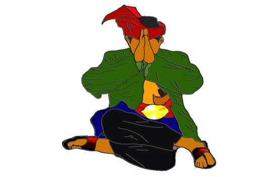 Nusantara Warrior sit and up hand to saluted style Malay warrior for show respect and humble png