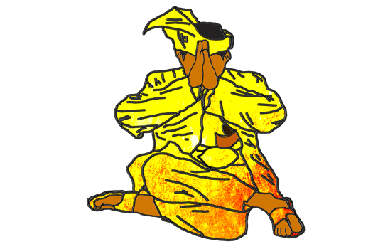 Nusantara Warrior sit and up hand to saluted style Malay warrior for show respect and humble png