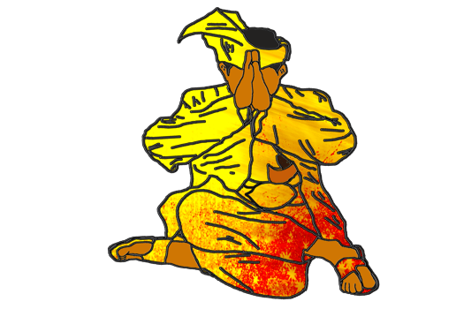 Nusantara Warrior sit and up hand to saluted style Malay warrior for show respect and humble png