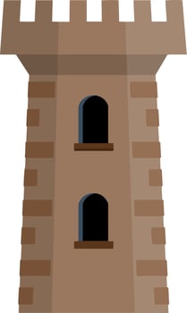 Knight fortress. Concept of security, protection and defense. Cartoon flat illustration. Military building and big tower. vector