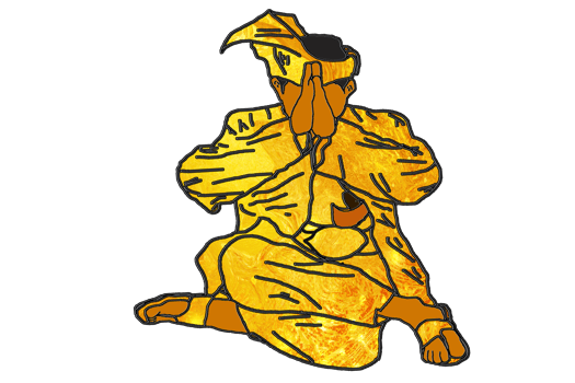 Nusantara Warrior sit and up hand to saluted style Malay warrior for show respect and humble png