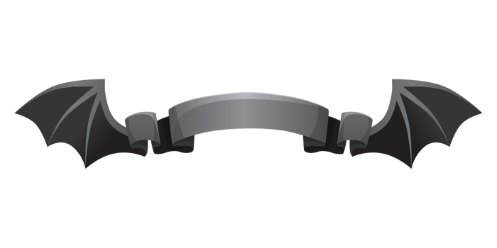 Black ribbon with devil wings for Halloween png