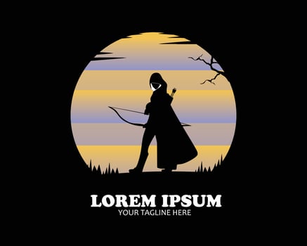 Female archer logo silhouette vector