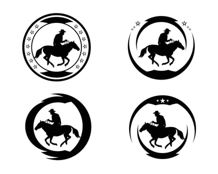 Cowboy emblem silhouette collection set vector