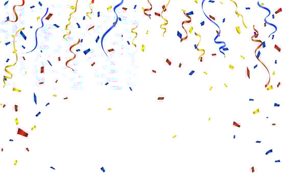 Colorful confetti. Celebration carnival ribbons. Luxury greeting card. Vector illustration