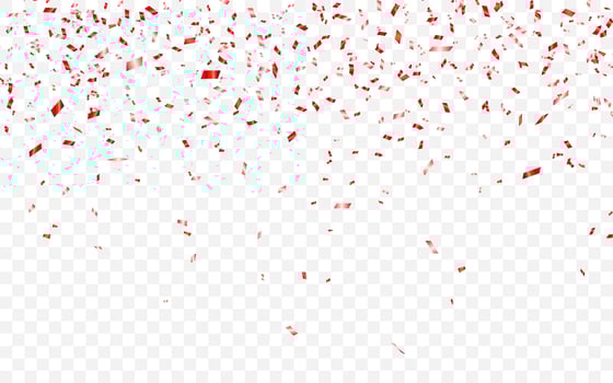 Red confetti. Celebration carnival ribbons. Luxury greeting card. Vector illustration
