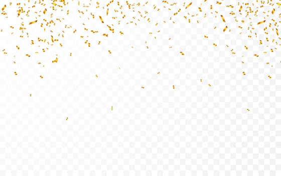 Gold confetti. Celebration carnival ribbons. Luxury greeting card. Vector illustration