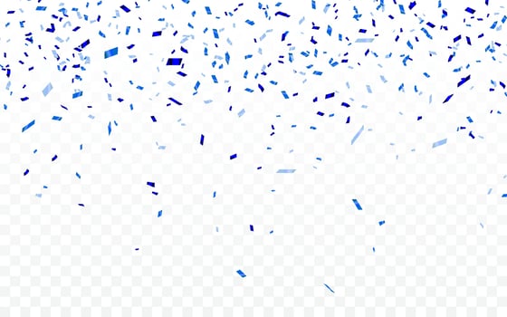 Blue confetti. Celebration carnival ribbons. Luxury greeting card. Vector illustration