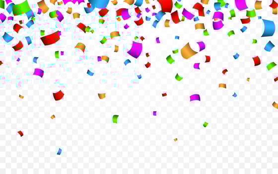 Colorful confetti. Celebration carnival ribbons. Luxury greeting card. Vector illustration