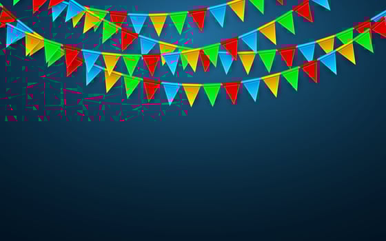 Celebration carnival. Party background with flags. Luxury greeting card. Vector illustration