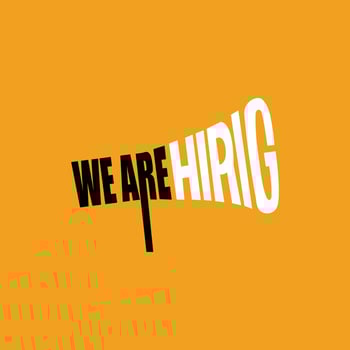 We are Hiring creative typography on a megaphone icon. Hiring banner, poster, template design. we are hiring social media post job vacancy. vector