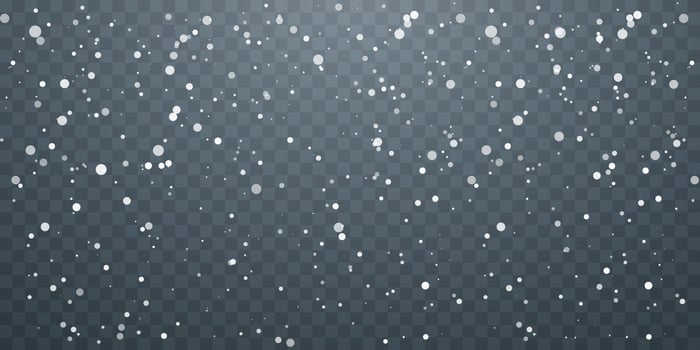 Christmas snow. Falling snowflakes on blue background. Snowfall. Vector illustration