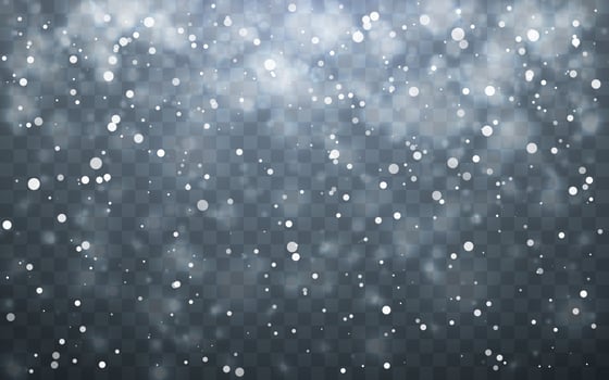 Christmas snow. Falling snowflakes on dark background. Snowfall. Vector illustration