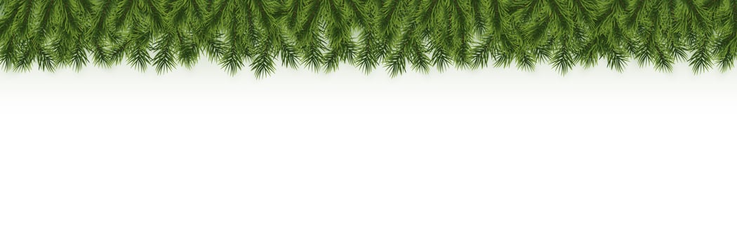 Festive Christmas or New Year garland. Christmas Tree Branches. Holiday's Background. Vector illustration
