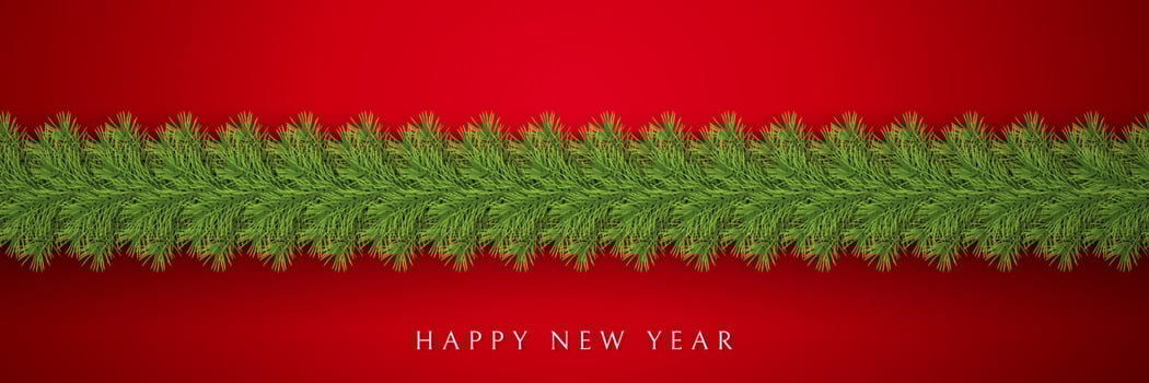 Festive Christmas or New Year garland. Christmas Tree Branches. Holiday's Background. Vector illustration