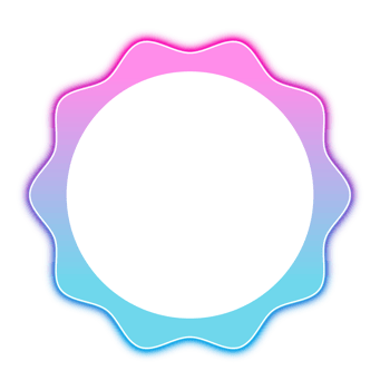 Transparent neon glowing stamp circle design element png