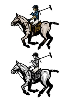 Women of Horse Polo Sport Player vector