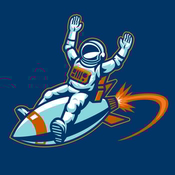 Happy Astronaut Riding The Rocket vector
