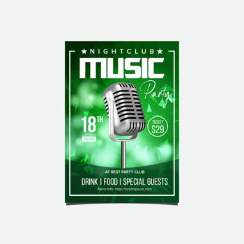 Music Party Invitation Flyer Template, Event Celebration Card vector