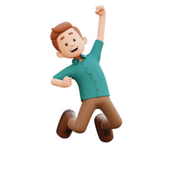 3d male character happy jumping png