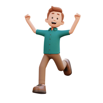 3d male character happy running png