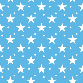 White star seamless pattern blue background vector