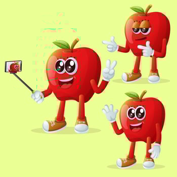 Cute apple characters as narcissistic vector