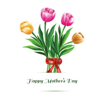 Illustration of bunch of tulip floral card wishing happy mother's day background vector