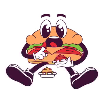 Groovy Burger Cartoon Character vector