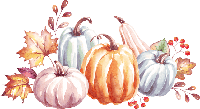 Pumpkins. Autumn mood. Watercolor clipart png