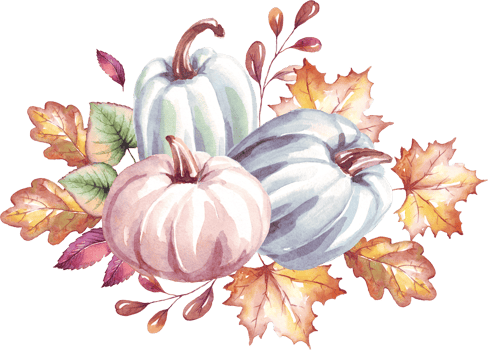 Pumpkins. Autumn mood. Watercolor clipart png