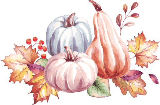 Pumpkins. Autumn mood. Watercolor clipart png