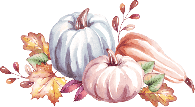Pumpkins. Autumn mood. Watercolor clipart png