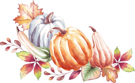 Pumpkins. Autumn mood. Watercolor clipart png