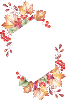 Fall leaves frame. Watercolor clipart png
