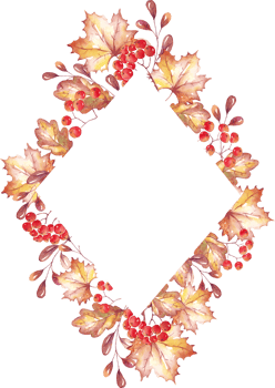 Fall leaves frame. Watercolor clipart png
