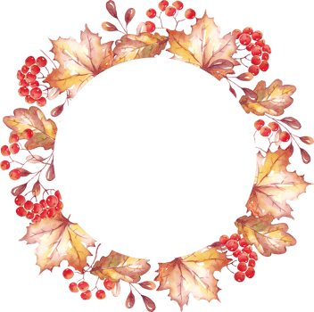 Fall leaves frame. Watercolor clipart png
