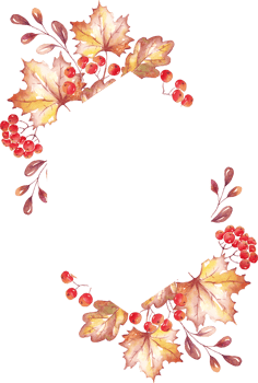 Fall leaves frame. Watercolor clipart png