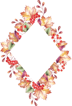 Fall leaves frame. Watercolor clipart png